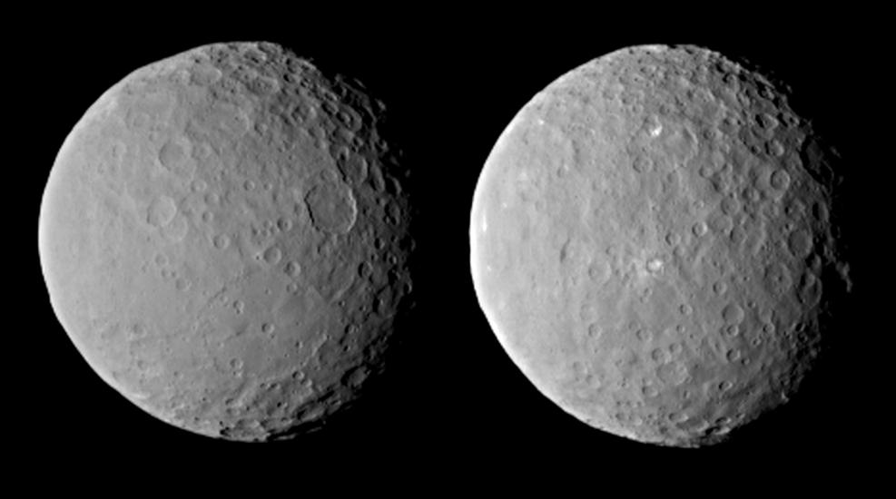 Two views of Ceres next to each other.