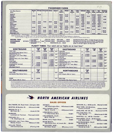 Page of timetable information in blue text on a white background