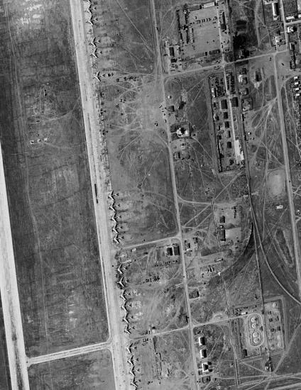 Photograph of the Dolon long-range bomber base in the USSR from space.