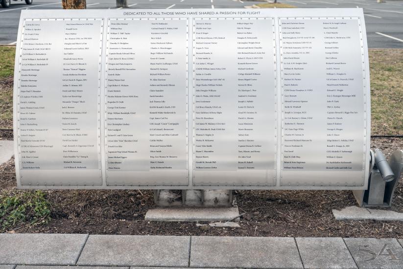 Silver metal plaque listing Wall of Honor Honorees.