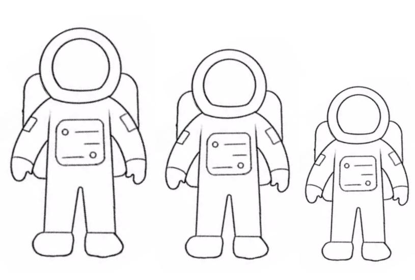 Outlines of cartoon astronauts.