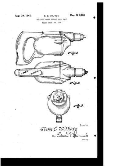 A drawing consisting of different angles of a drill.