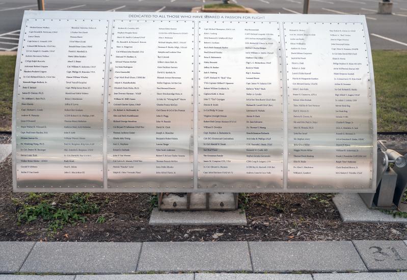 Metal plaque listing Wall of Honor Honorees.