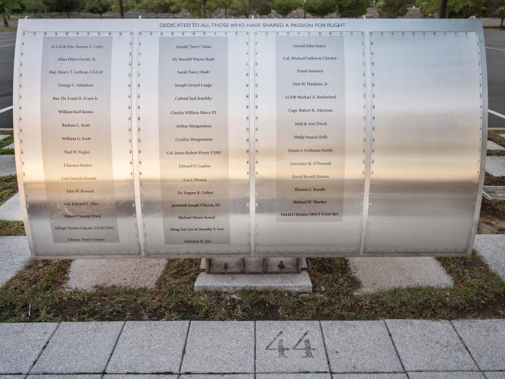 Silver metal plaque listing Wall of Honor Honorees.