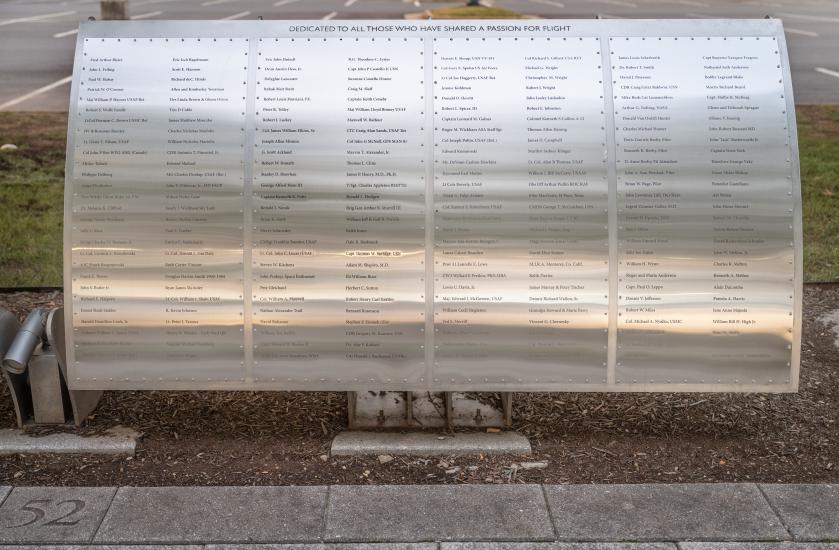 Silver metal plaque listing Wall of Honor Honorees.