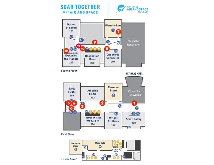 A map showing the location of activities in our National Mall building. 