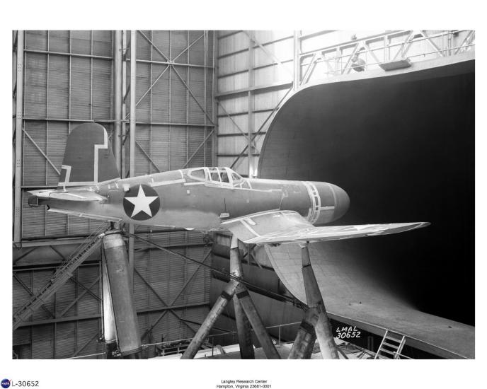 Vought F4U-1A Corsair Undergoing Testing in the Full Scale Wind Tunnel