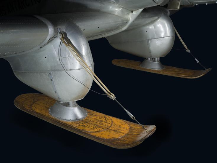 Wooden sled-like landing gear of Northrop Gamma Polar Star aircraft