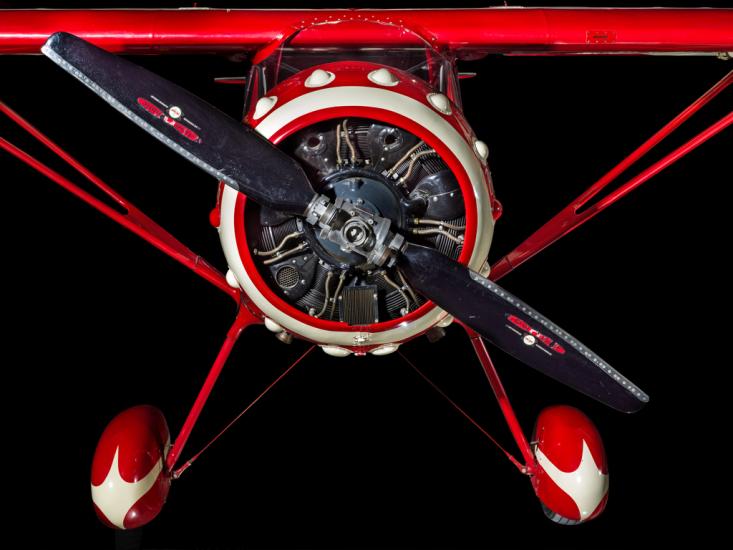 Engine and propellers of a steel tube with fabric cover aircraft. 