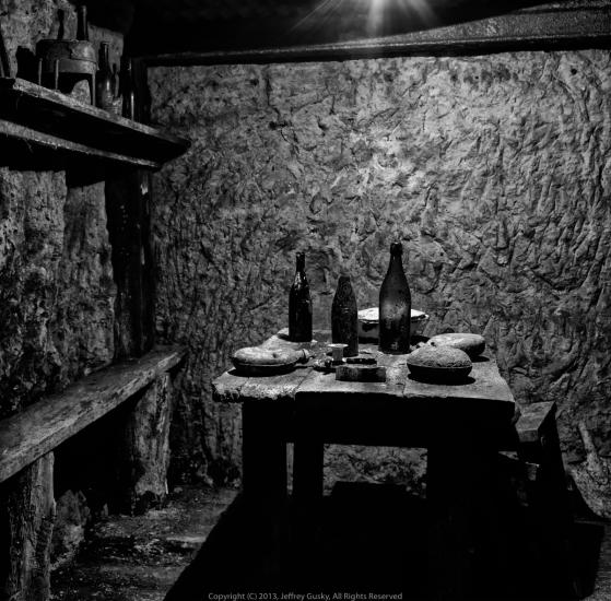 A table setting underground