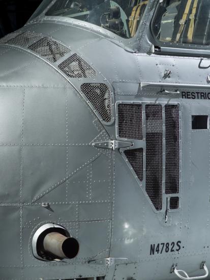 View of the cockpit and a valve of a helicopter. 