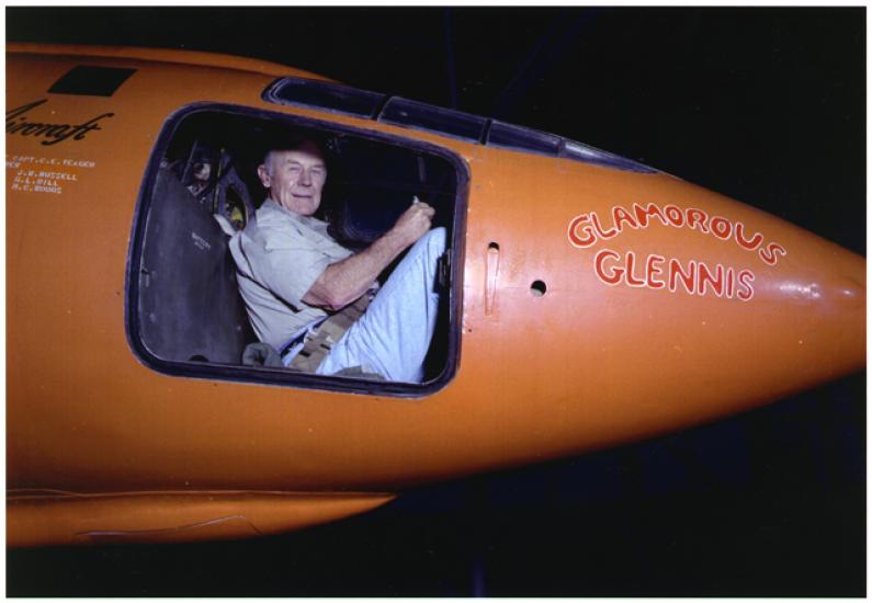 74 year old Chuck Yeager in the cockpit of Bell X-1