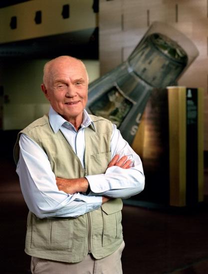 John Glenn with His Mercury Friendship 7 Capsule