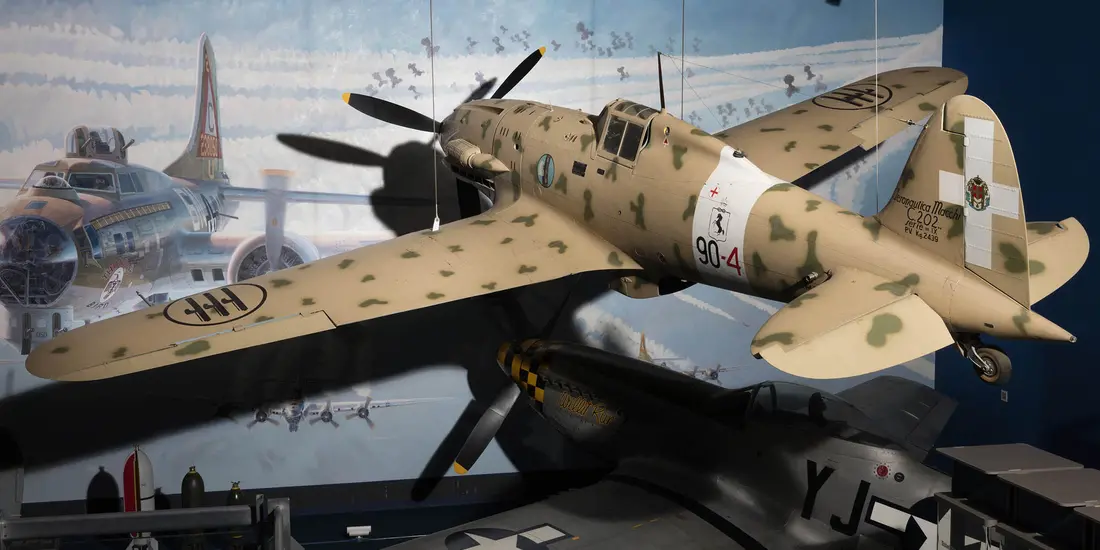 Photograph with aircraft flushed with light. 