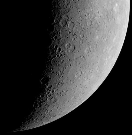 Limb view of the south polar region of Mercury