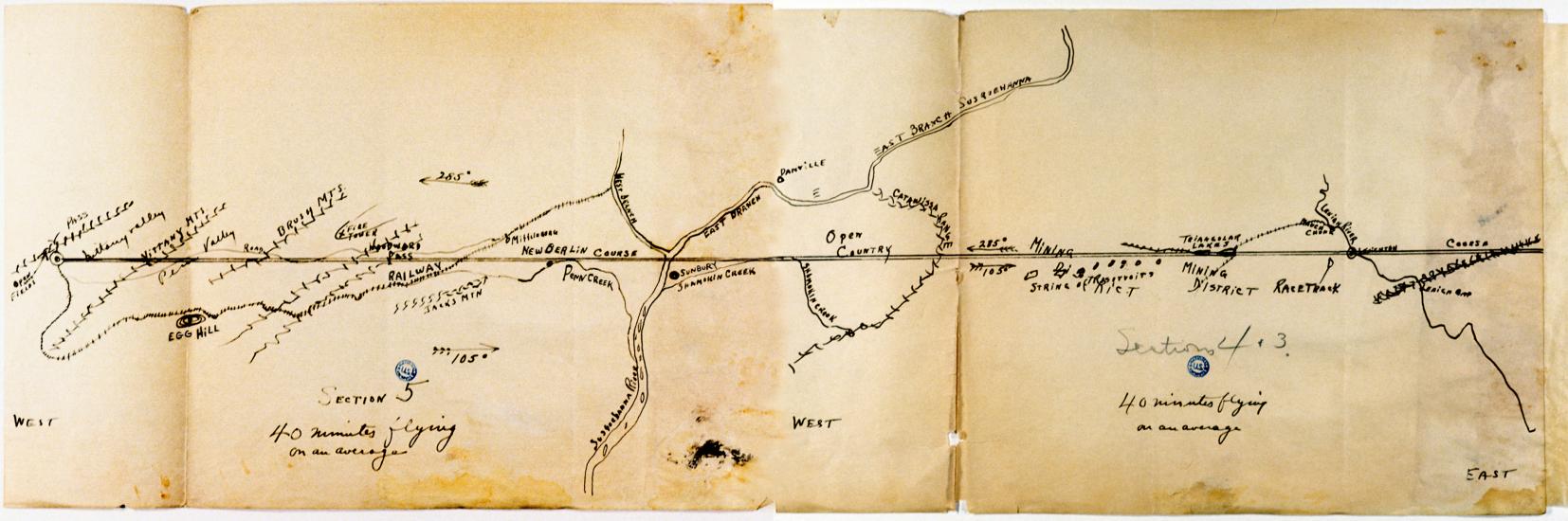 Air Mail Pilot Hand-drawn Map