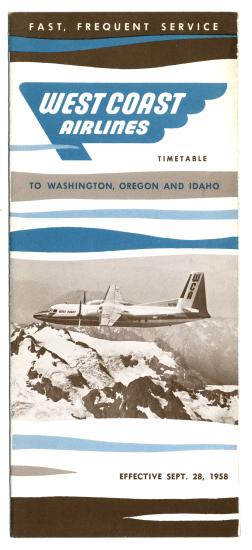 West Coast Air Lines Timetable Cover