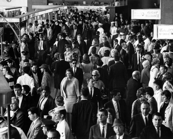 Airport filled with people