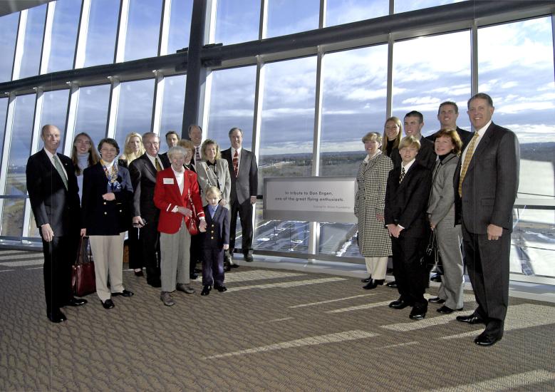 Mary Engen with her family at the Dedication of the Engen Tower at UHC