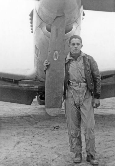 Don Lopez with North American P-51 during World War II