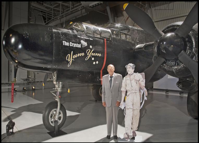 John Myers in front of the P-61 at the Udvar-Hazy Center