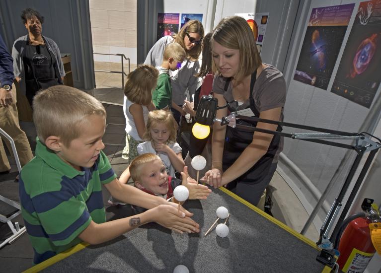 Astronomy Educators With Young Visitors at the New Public Observatory