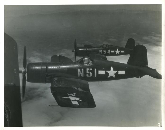 John Glenn flying his VMF-155 Corsair, 1943