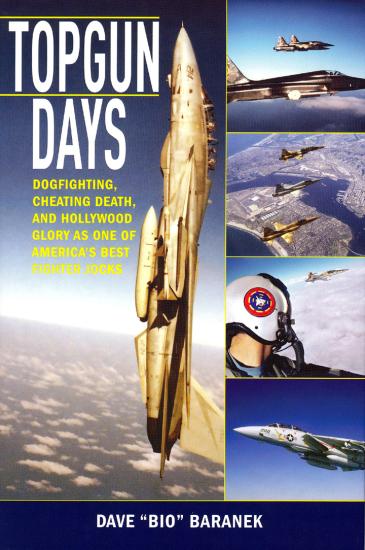 A book cover for a book titled "Top Gun Days" with multiple images of fighter airplanes.