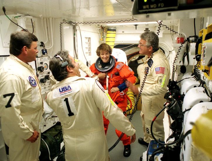 STS-93 Commander Eileen M. Collins in White Room