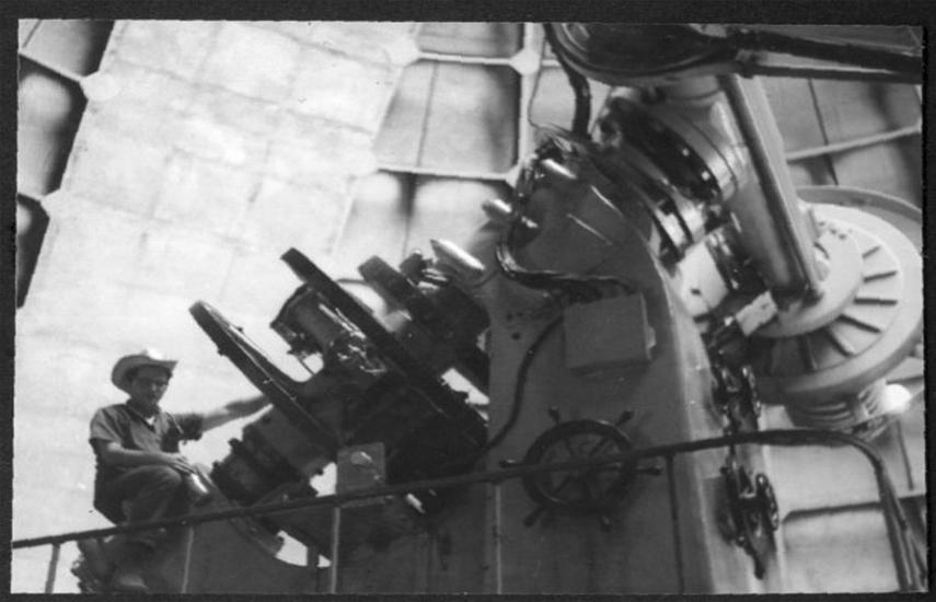 Large telescope inside an observatory. 