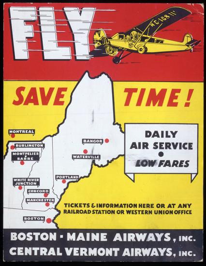 Fly Save Time! Commercial Aviation Advertising Poster