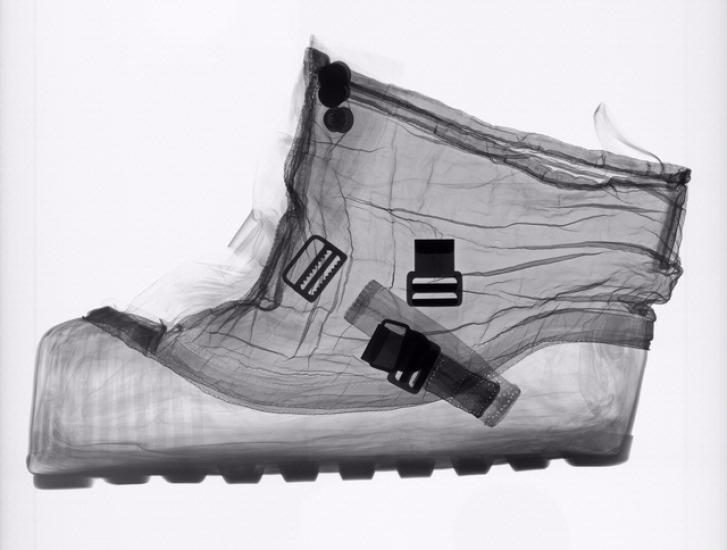 X-ray scan of an astronaut overshoe intended for use on the Moon.