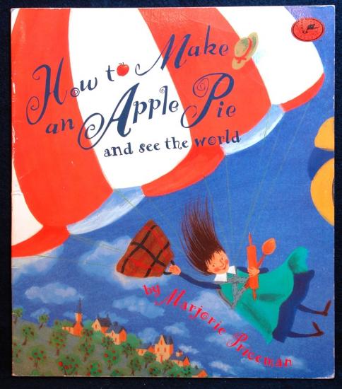 Book cover for a children's book about travelling featuring an illustration of a person flying by using a parachute.