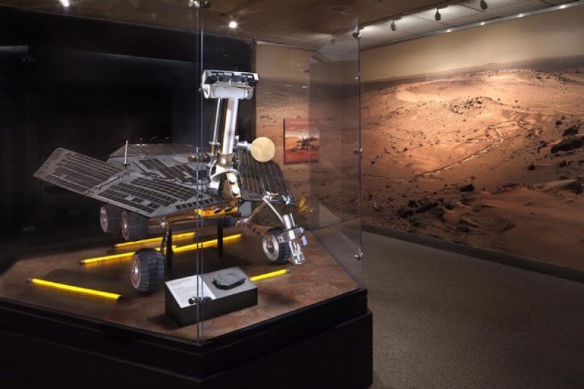 A full-scale model of a robotic rover used for exploration on Mars. It is on display at the Museum.