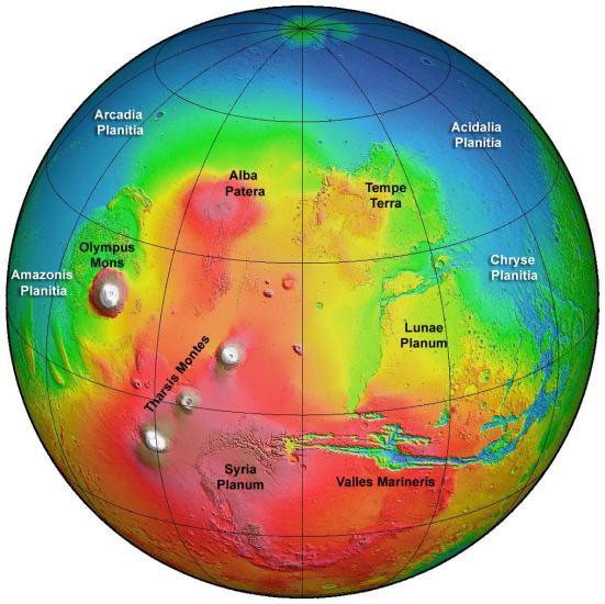 Topographic Map of Mars