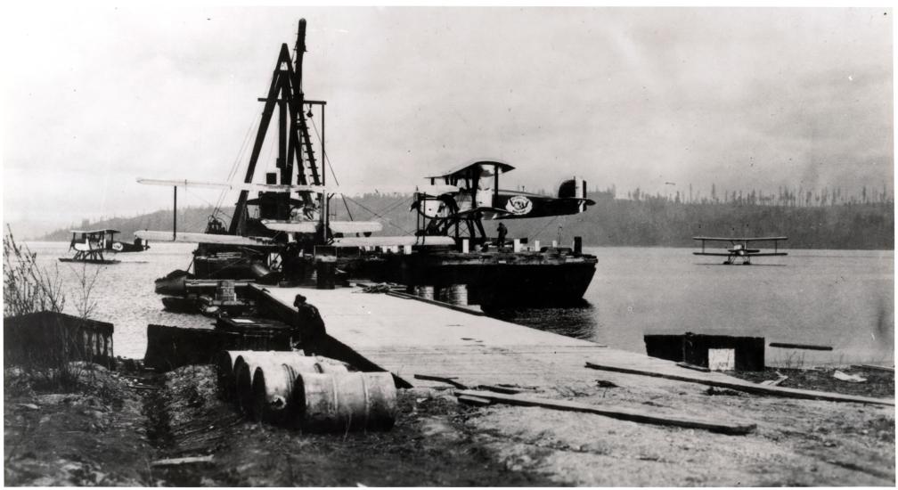 The Army Air Service installing floats