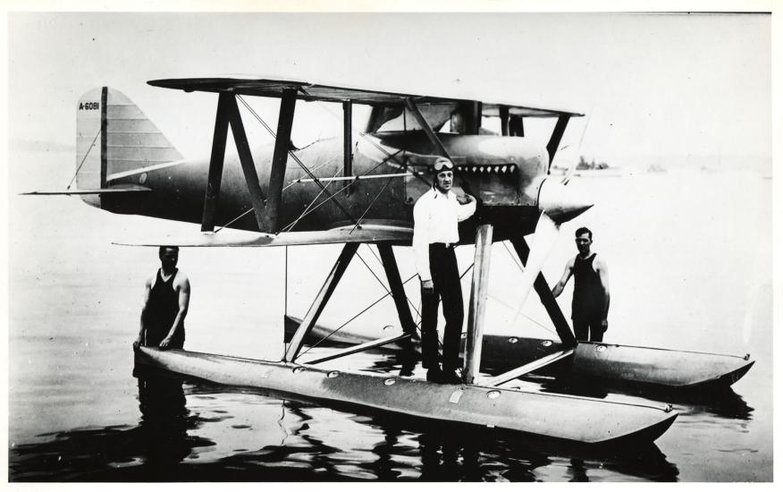 U.S. Navy Lt. David Rittenhouse and his Curtiss CR-3 racer 