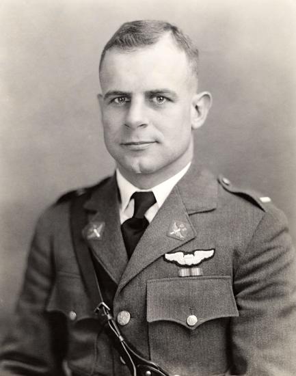 James H. “Jimmy” Doolittle, a white male air racer turned World War II pilot, poses for a portrait in U.S. Army Air Service uniform.