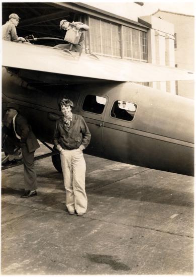 Amelia Earhart Beside Her Lockheed 5C Vega