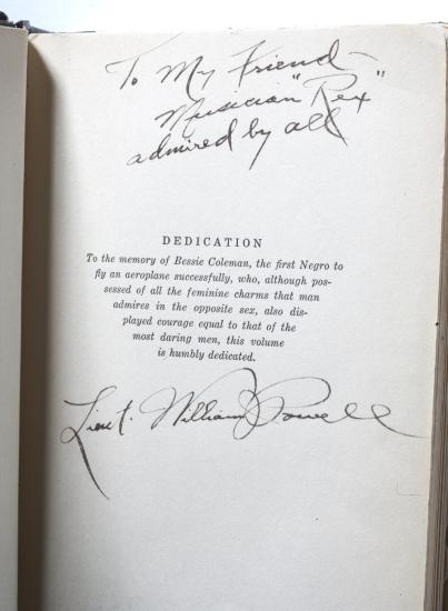 Written dedication and autograph on the dedication page of an autobiography.