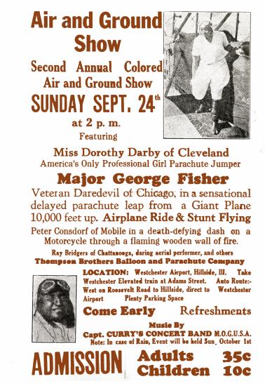 Advertising poster for an air show featuring African-American pilots.