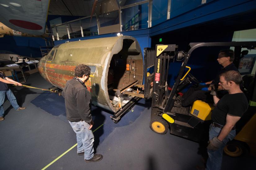 Moving the Martin B-26B Marauder <em>Flak-Bait</em>'s Forward Fuselage