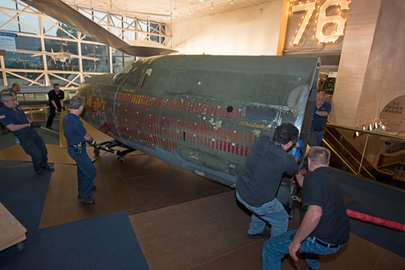 Moving the Martin B-26B Marauder <em>Flak-Bait</em>'s Forward Fuselage