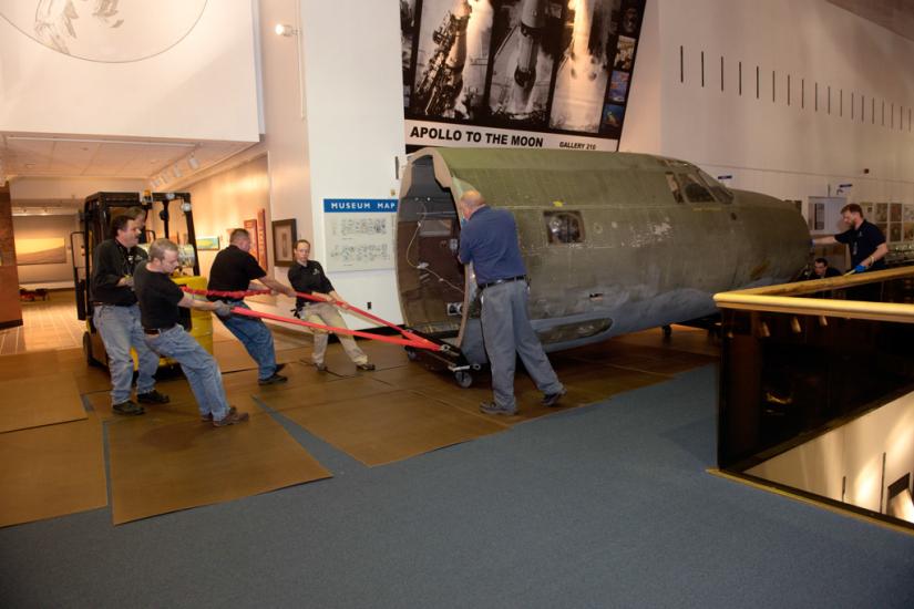 Moving the Martin B-26B Marauder <em>Flak-Bait</em>'s Forward Fuselage