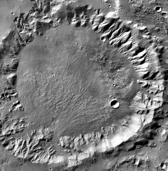 Alluvial Fans on the Floor of a Crater on Mars