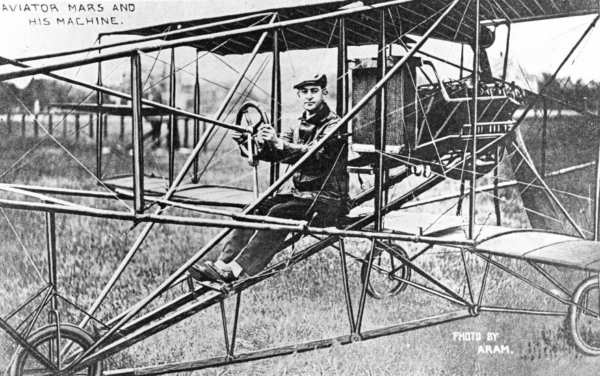 Bud Mars in His Curtiss Airplane