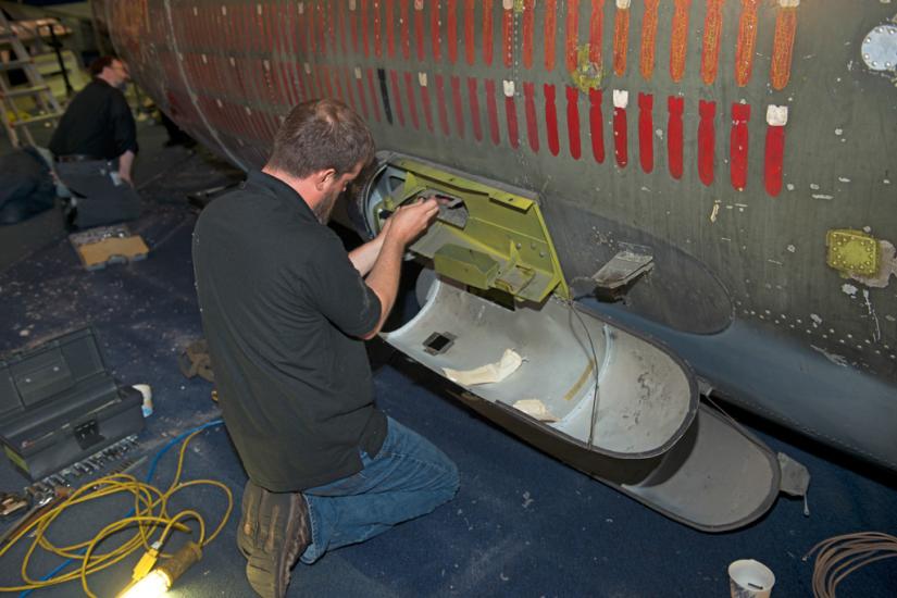 Moving the Martin B-26B Marauder <em>Flak-Bait</em>'s Forward Fuselage