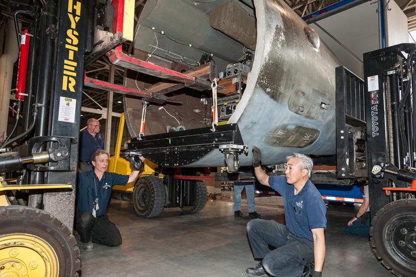 Moving the Martin B-26B Marauder <em>Flak-Bait</em>'s Forward Fuselage