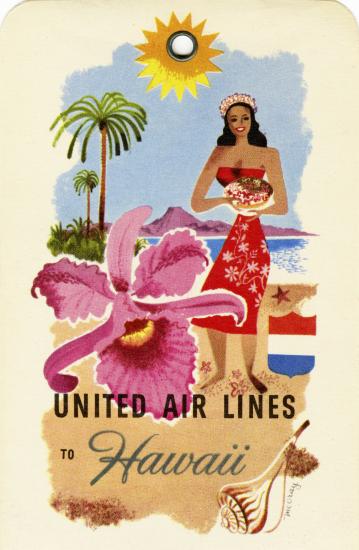 United Airlines Hawaii Baggage Label