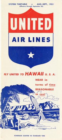 United Airlines Timetable 1951